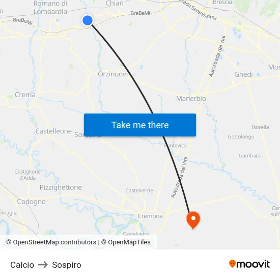 Calcio to Sospiro map