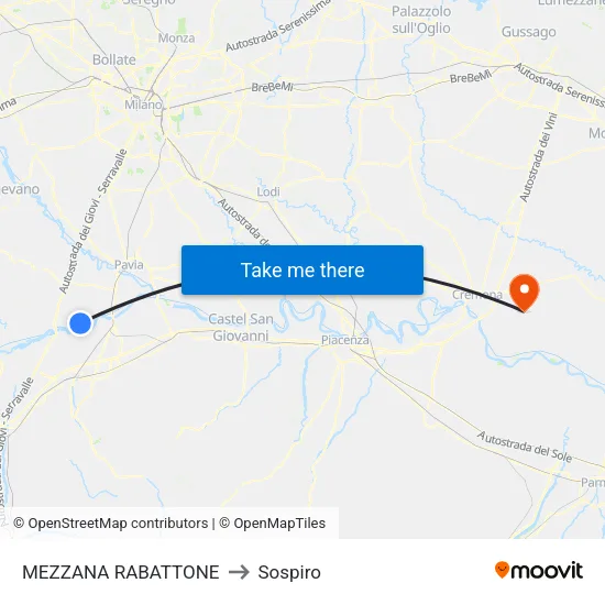 Mezzana Rabattone to Sospiro map