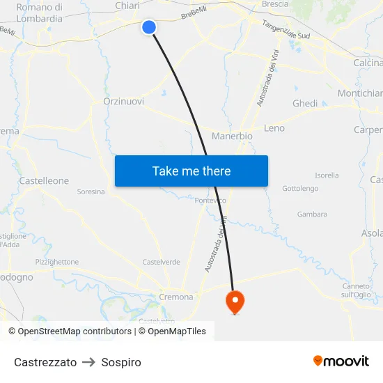 Castrezzato to Sospiro map
