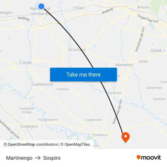 Martinengo to Sospiro map