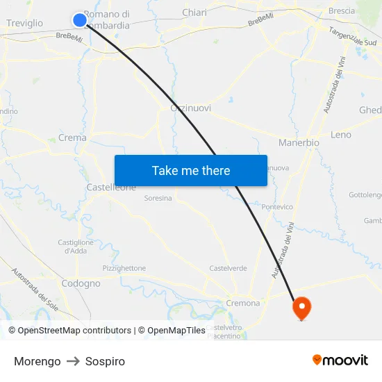 Morengo to Sospiro map