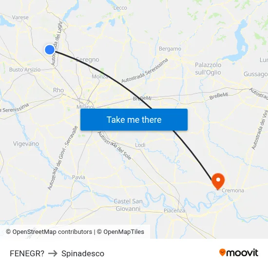Fenegro to Spinadesco map