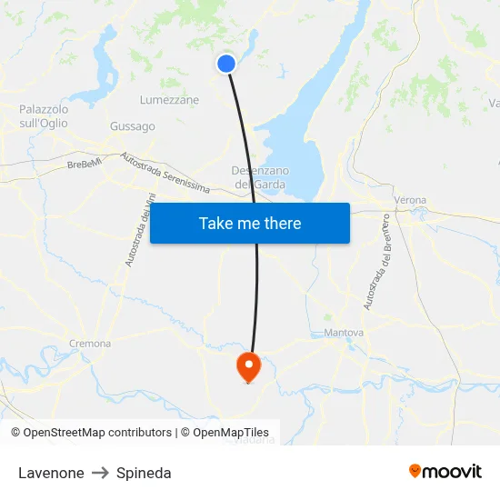 Lavenone to Spineda map