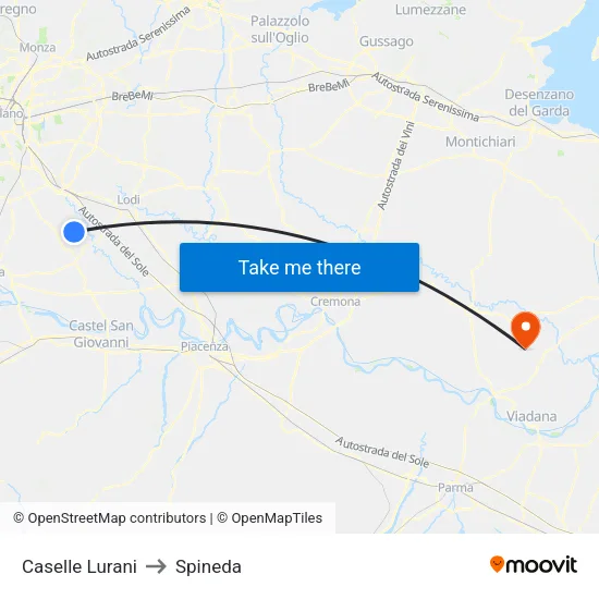 Caselle Lurani to Spineda map