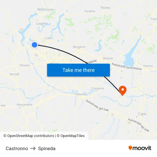 Castronno to Spineda map