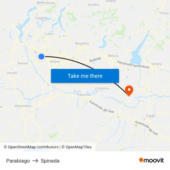 Parabiago to Spineda map