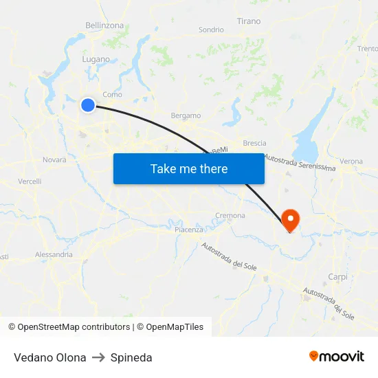 Vedano Olona to Spineda map