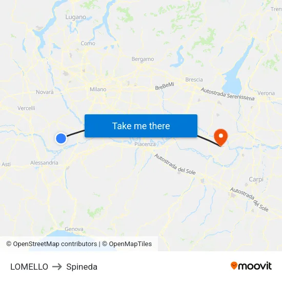 Lomello to Spineda map