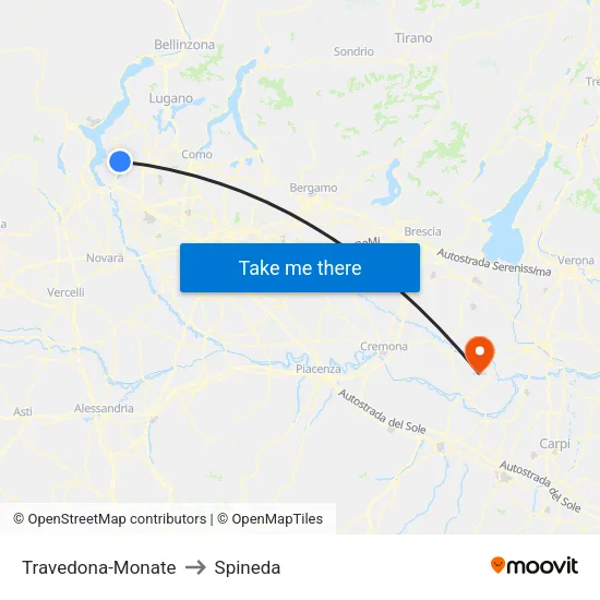 Travedona-Monate to Spineda map
