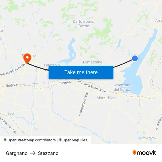 Gargnano to Stezzano map