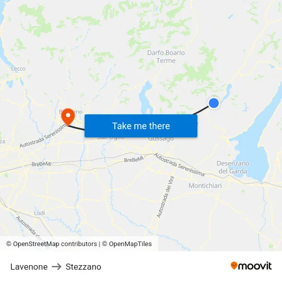 Lavenone to Stezzano map