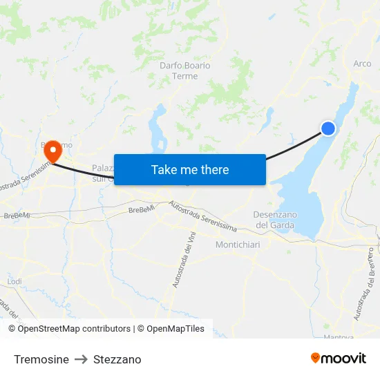 Tremosine to Stezzano map