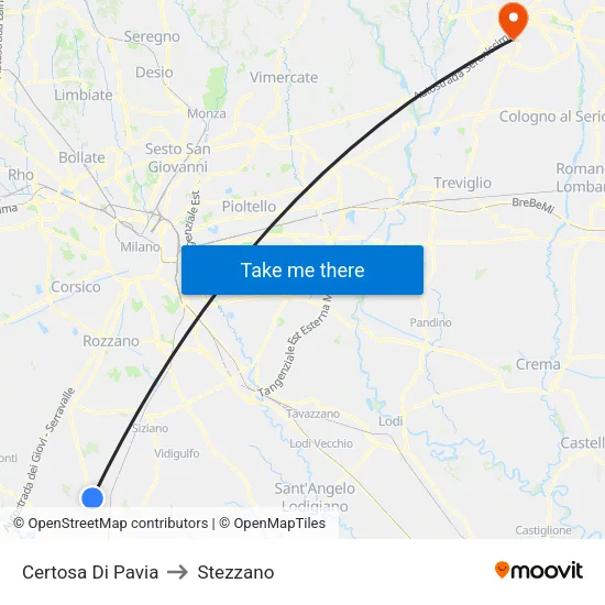 Certosa Di Pavia to Stezzano map