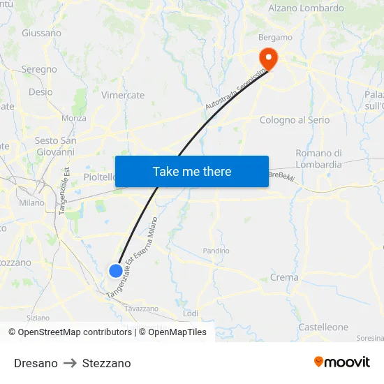 Dresano to Stezzano map
