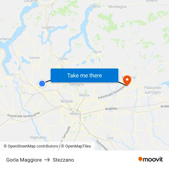 Gorla Maggiore to Stezzano map