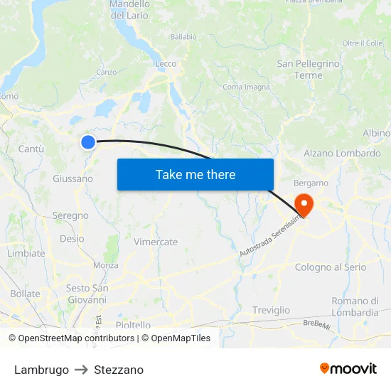 Lambrugo to Stezzano map