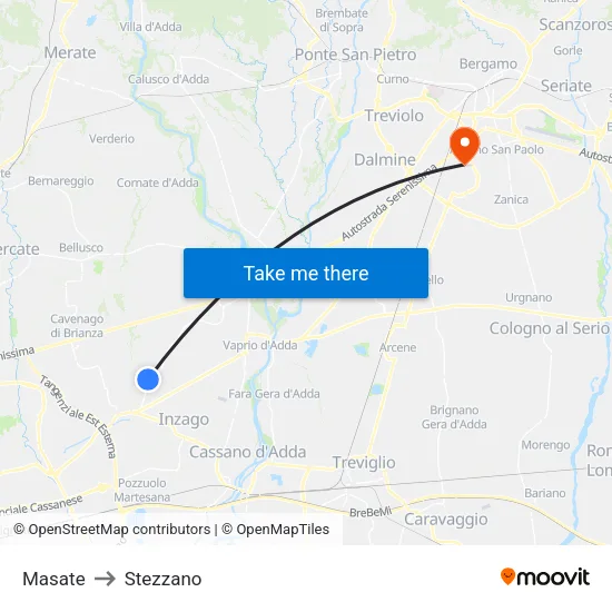 Masate to Stezzano map