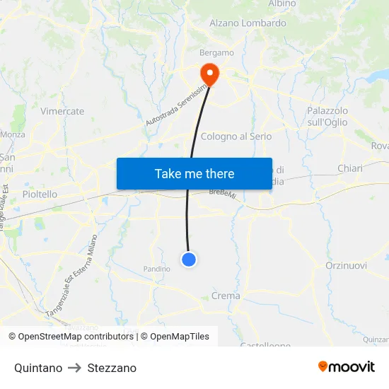 Quintano to Stezzano map