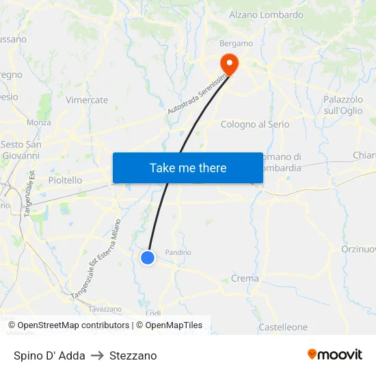 Spino D' Adda to Stezzano map