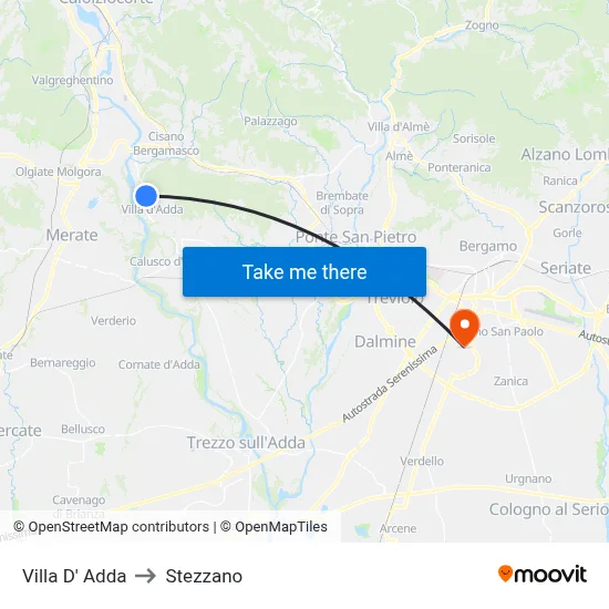 Villa D' Adda to Stezzano map