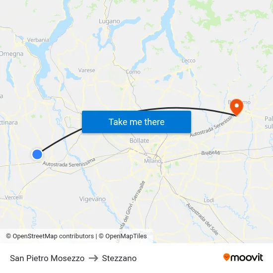 San Pietro Mosezzo to Stezzano map