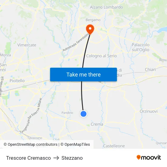 Trescore Cremasco to Stezzano map