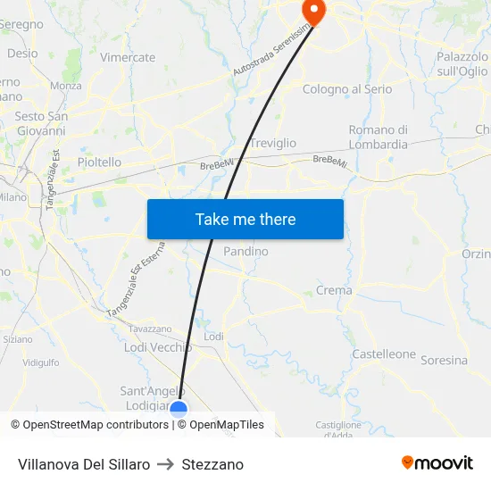 Villanova Del Sillaro to Stezzano map