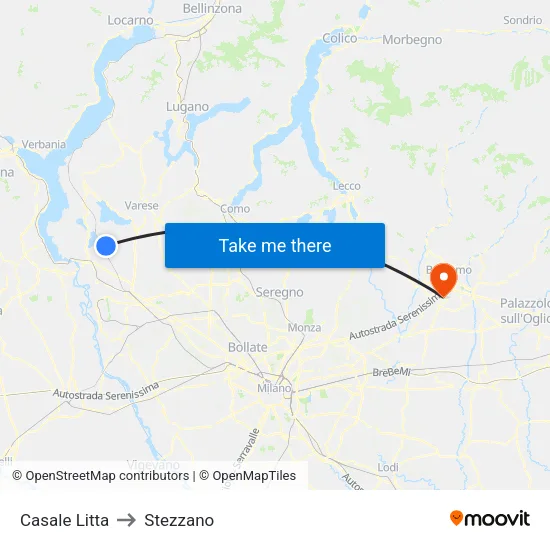 Casale Litta to Stezzano map
