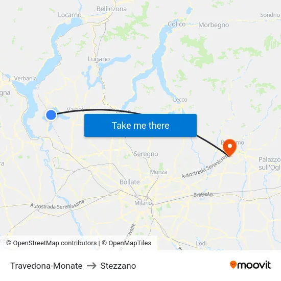 Travedona-Monate to Stezzano map