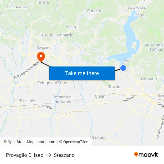 Provaglio D'Iseo to Stezzano map