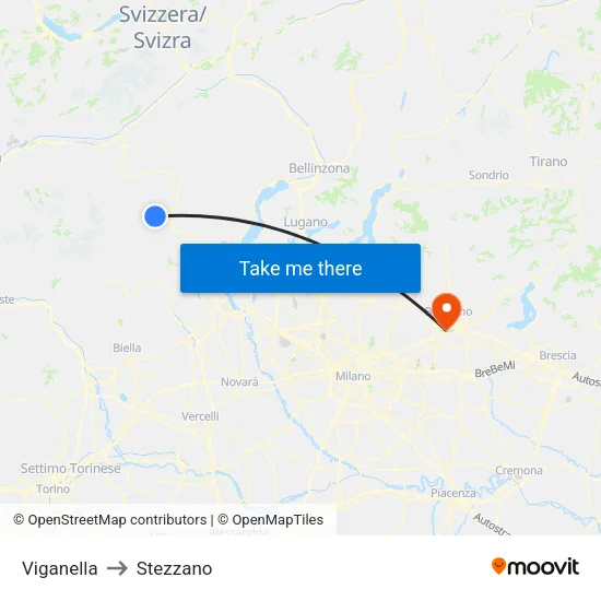 Viganella to Stezzano map