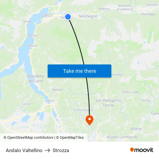 Andalo Valtellino to Strozza map