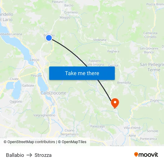 Ballabio to Strozza map