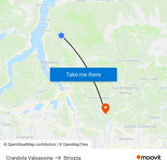 Crandola Valsassina to Strozza map