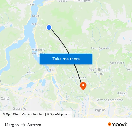 Margno to Strozza map