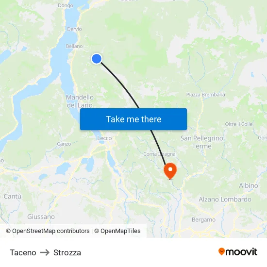 Taceno to Strozza map