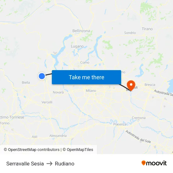Serravalle Sesia to Rudiano map