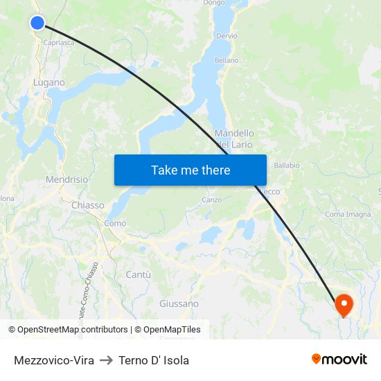 Mezzovico-Vira to Terno D' Isola map