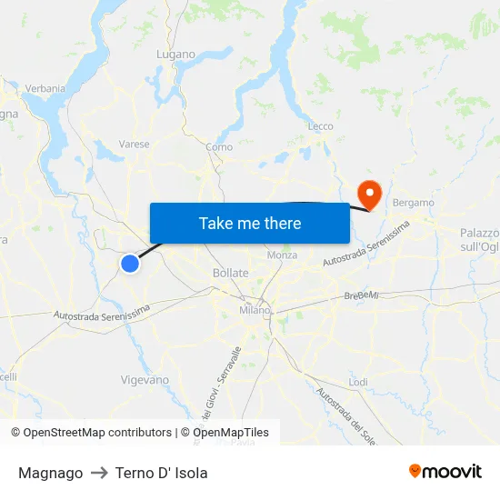 Magnago to Terno D' Isola map