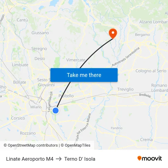 Linate Airport M4 to Terno D' Isola map