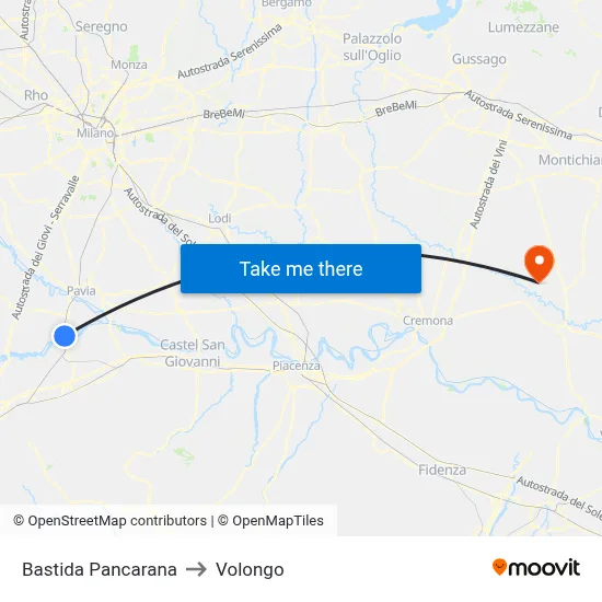 Bastida Pancarana to Volongo map