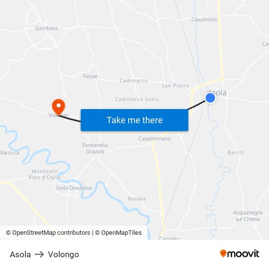 Asola to Volongo map