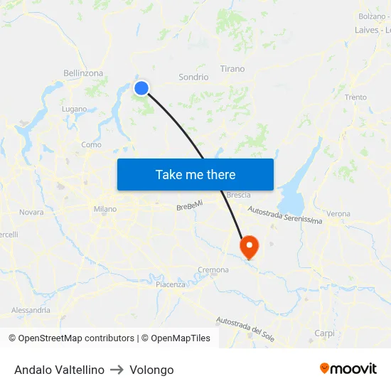 Andalo Valtellino to Volongo map