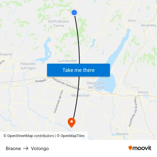 Braone to Volongo map