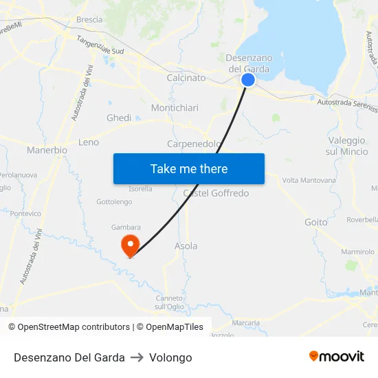 Desenzano Del Garda to Volongo map