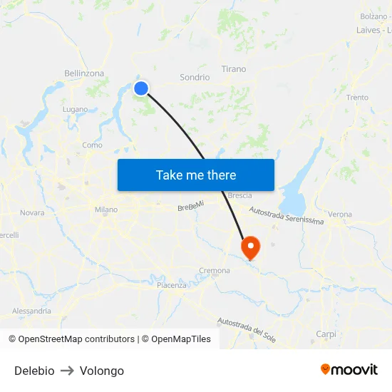 Delebio to Volongo map