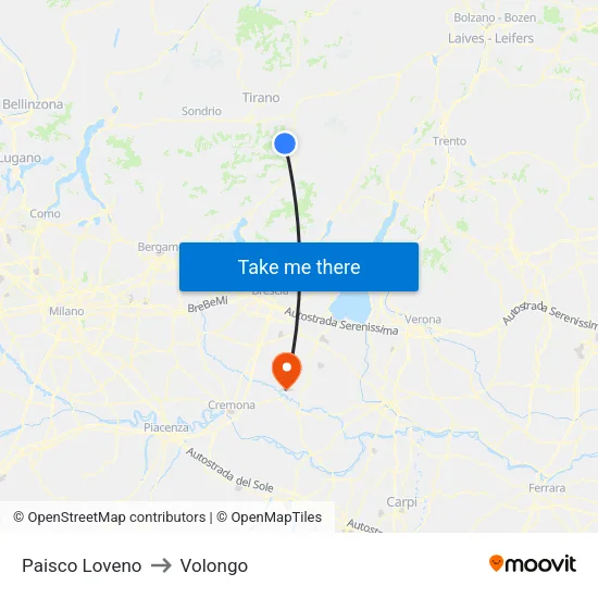 Paisco Loveno to Volongo map