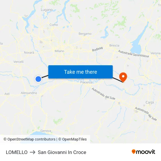 Lomello to San Giovanni In Croce map
