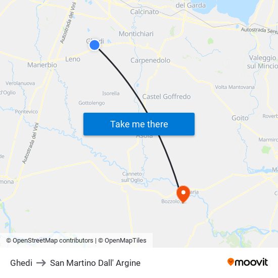 Ghedi to San Martino Dall' Argine map