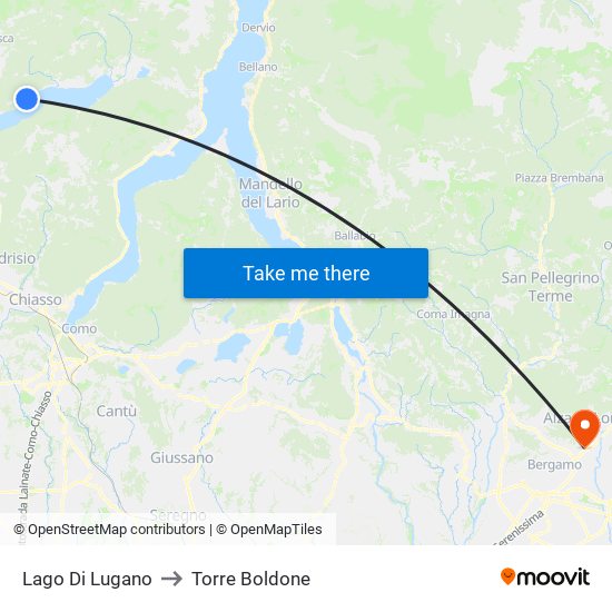 Lago Di Lugano to Torre Boldone map